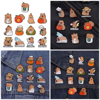 Милые броши-пины с капибарой для рюкзаков, одежды, DIY-аксессуары, кавайные подарки, унисекс, лацканные пины на животную тематику