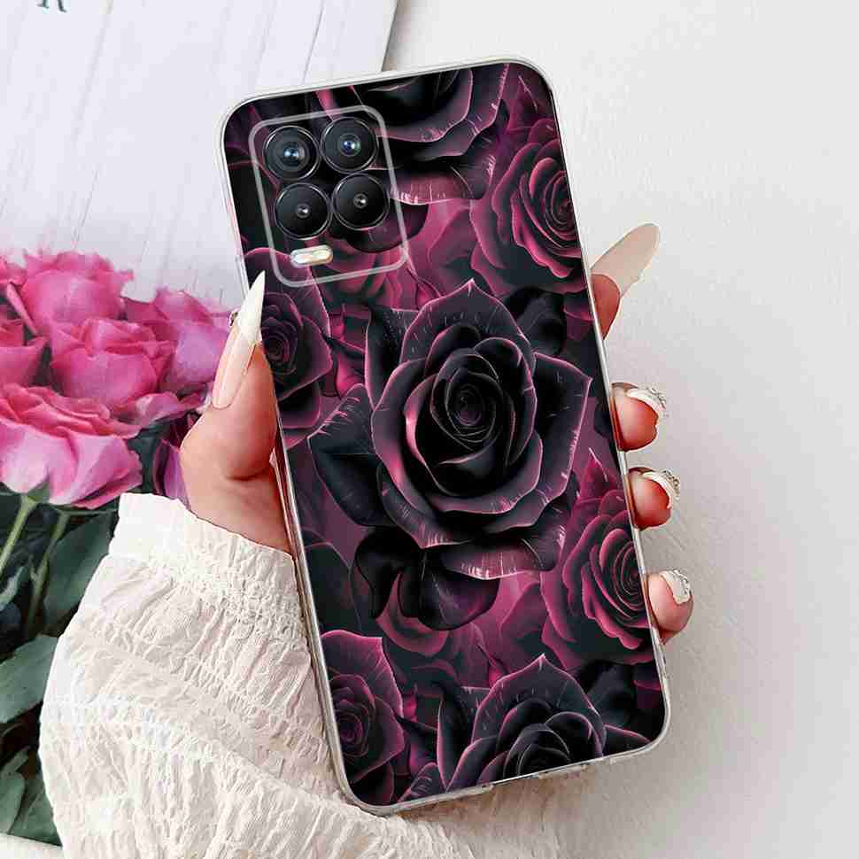 For Realme 8 4G RMX3085 Case Fashion Painted Flowers Soft Silicone TPU Cover For Oppo Realme8 realme 8 6.4" Phone Shell Bumper