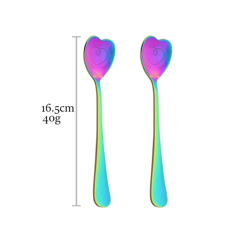 2 шт., ложка из нержавеющей стали в форме сердца, Золотая ложка, кофейная ложка, праздничные подарки, кухонные аксессуары, украшение для посуды