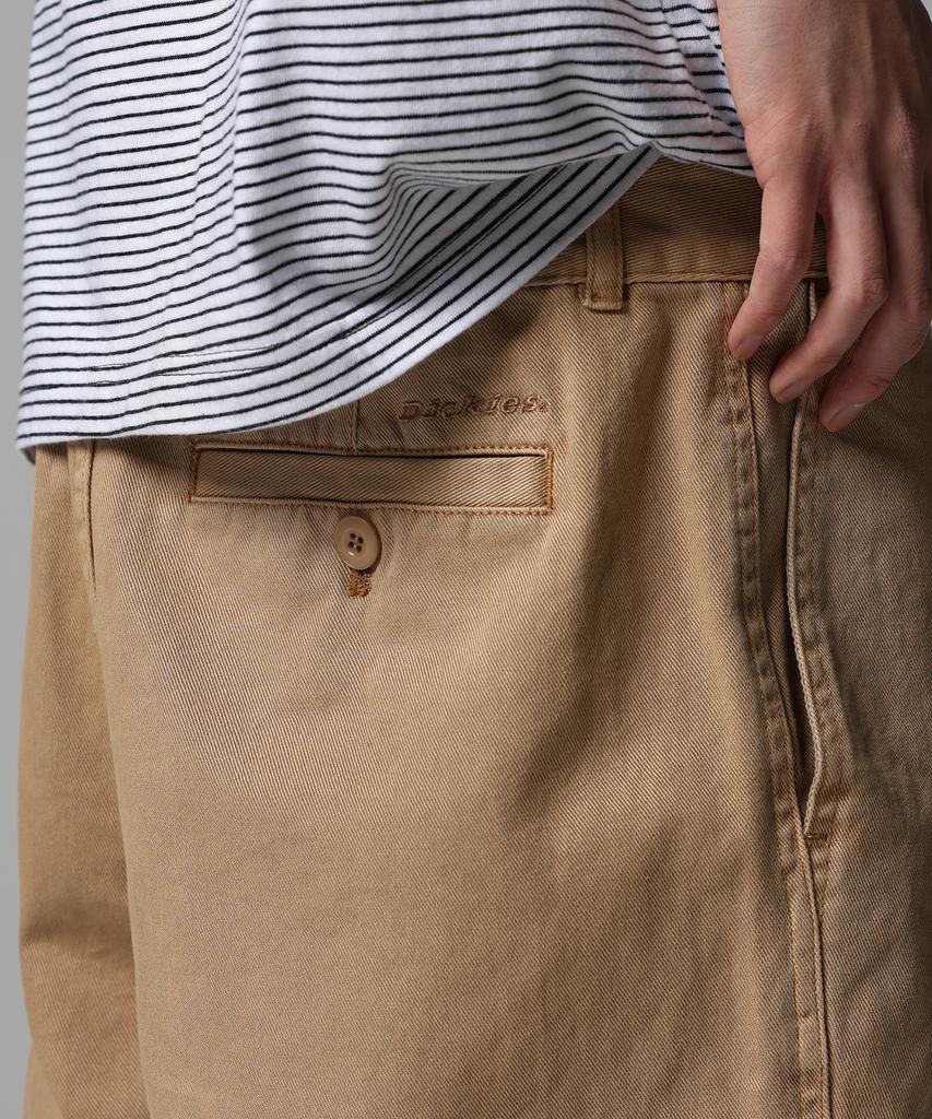DICKIES Garment Dyed One-Pleat Twill Shorts Khaki