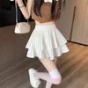 Женская плиссированная мини-юбка трапециевидной формы с рюшами, летняя тонкая юбка с высокой талией и шортами, женские сексуальные корейские каваи, белые