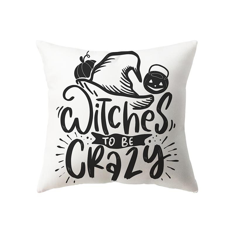 Черно-белая наволочка с тыквой и алфавитом, наволочка на тему Хэллоуина, наволочка для дивана, стула, кровати, домашний декор
