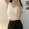 Korean Style Pure Cotton Camisole Vest Fixed Cup with Chest Cushion Sleeveless Short Top for Wearing on The Outside and On The Inside
