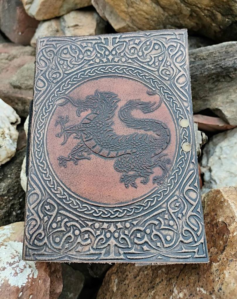 Dragon Embossed Leather Journal: Handbound Celtic Diary, Sketchbook