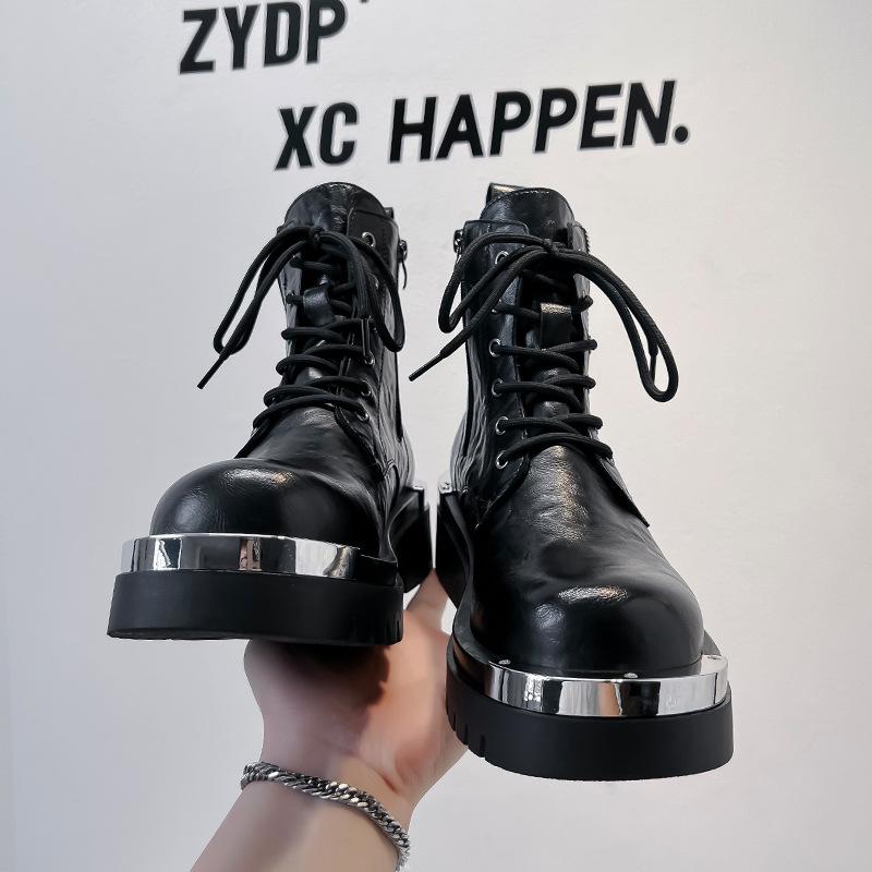 2024 осень-зима мужские ботинки Martin на платформе с высоким берцем и боковой молнией, модная обувь 70065-A