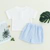 Летняя одежда для маленьких мальчиков, однотонная хлопковая льняная футболка с короткими рукавами для маленьких мальчиков, топы, повседневный комплект с шортами, комплект из 2 предметов