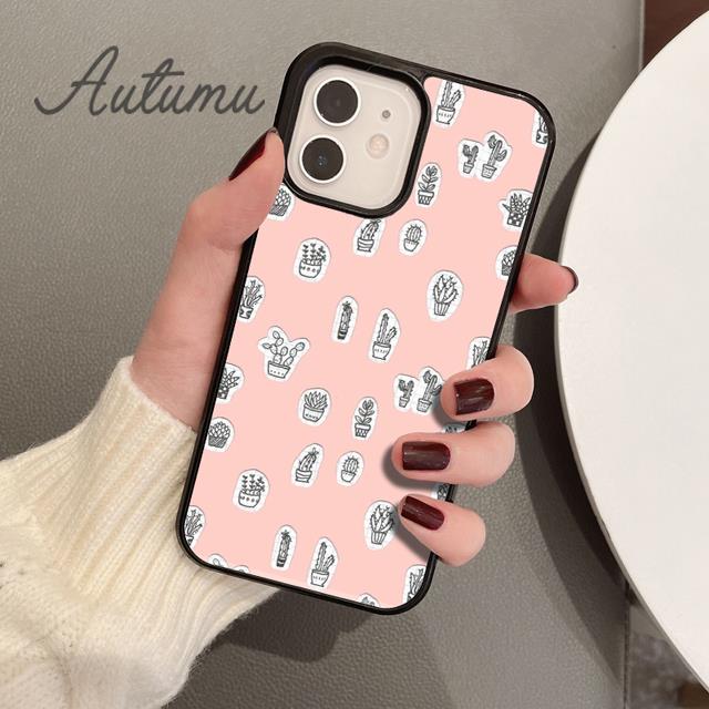 Чехол для телефона Cute Cacti для iPhone 11 12 13 14 Pro Max mini X XR XS SE 2020 5 6S 7 8 Plus Samsung Galaxy S21 S22 Cover shell