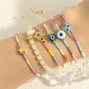 Bohemian Layered Colorful Bead Bracelet with Lucky Evil Eye Charm