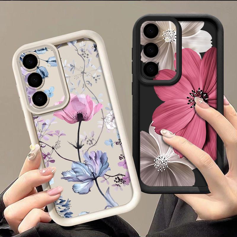 Чехол с цветочным узором для Samsung A57 A37 A17 A56 A36 A16 A55 A35 A15 A54 5G S21 FE S22 S23 S24 S25 Plus S26 Ultra Защитный чехол-бампер