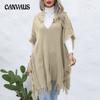 Autumn and Winter Women's Vest Casual Loose V-neck with Hooded Pullover Shirt In The Long Section of The Sweater Vest Cape Coat Jacket
