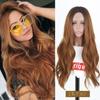 Ombre Brown Red Black Orange Color Long Water Wave Hairstyle Wigs For Women Synthetic Hair High Temperature Fiber Average Size