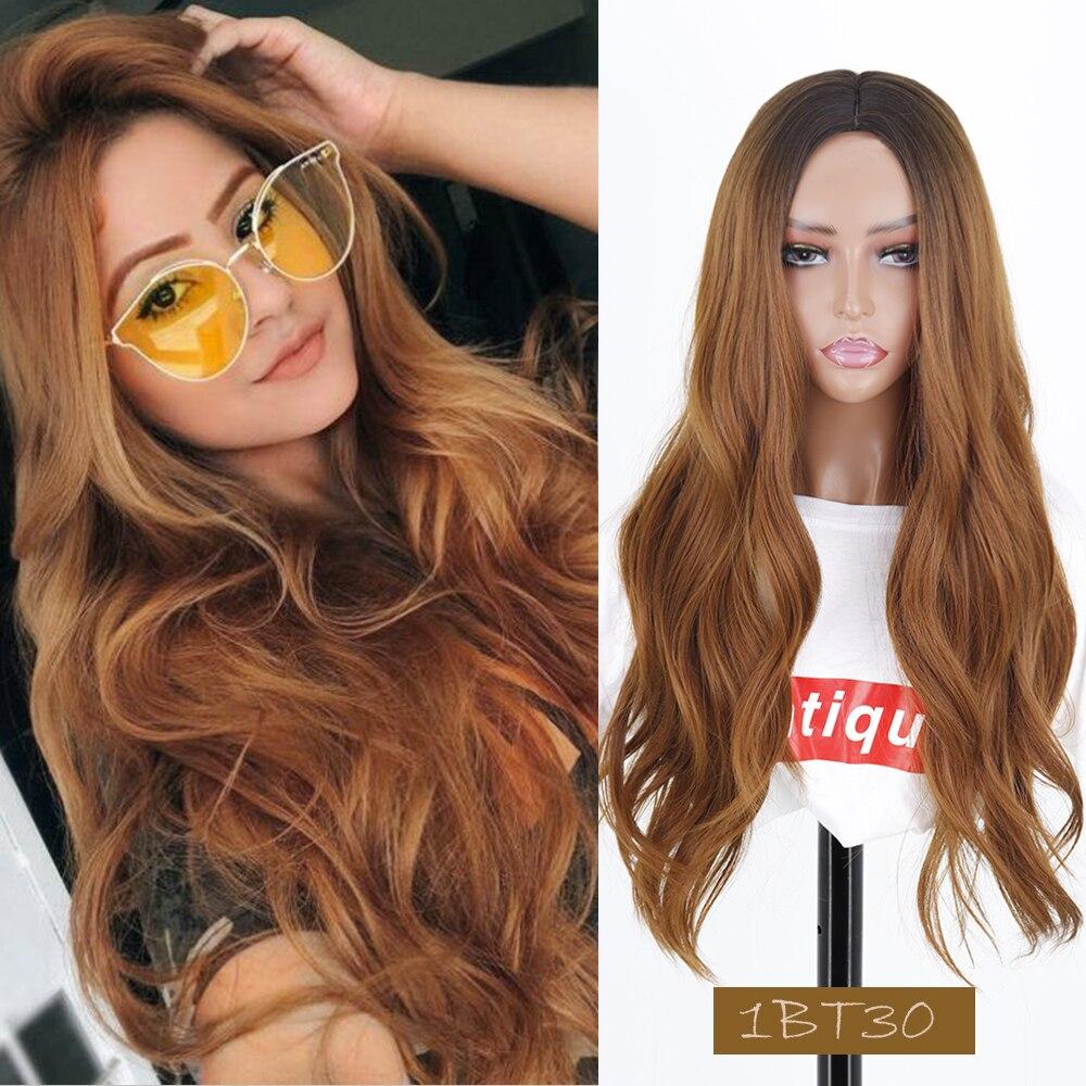MISS WIG Ombre Brown Red Black Orange Color Long Water Wave Hairstyle Wigs For Women Synthetic Hair High Temperature Fiber Average Size