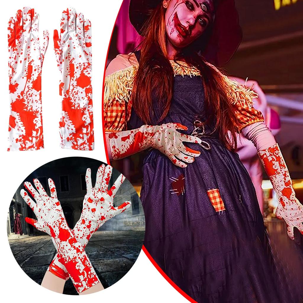 Перчатки на Хэллоуин Страшная атмосфера Украшенные кровью перчатки Кровавые носки Костюм для вечеринки Реквизит с кровавыми следами Хэллоуинский декоративный реквизит