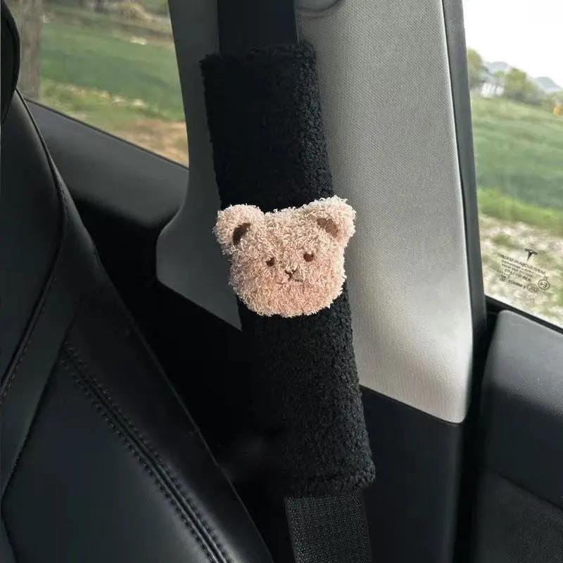 Car Seat Belt Shoulder Protector Car Interior Seat Belt Protector Plush Cute Cartoon Car Accessories Interior Little Bear Doll