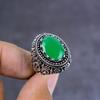 Emerald(Simulated) Gemstone Handmade 925 Sterling Silver Jewelry Ring S.11 O8Y40