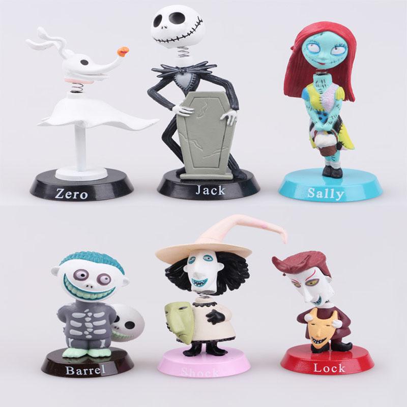 6pcs/10pcs Nightmare Before Christmas Jack Jack Skellington / Freddy Krueger Bobble Head PVC Action Figure Doll Collection Toy
