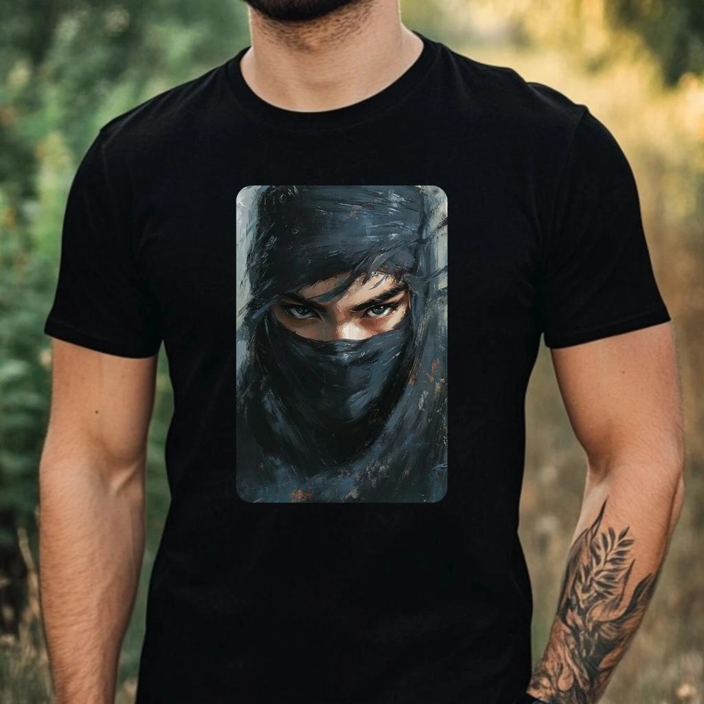T-Shirt Herren Ninja Portrait Motiv Baumwolle Größe XS bis 5XL