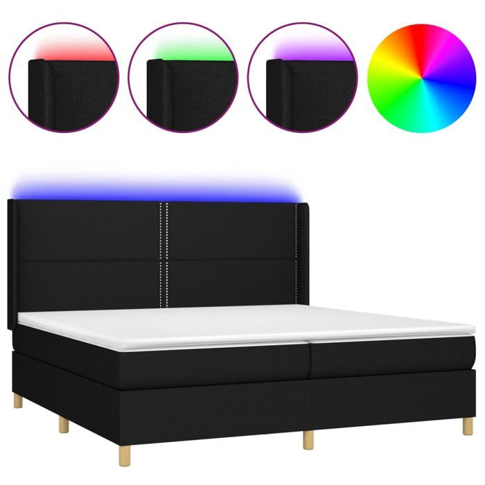 Maison Exclusive - Sommier à lattes de lit matelas et LED Noir 200x200 cm Tissu