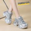 7Cm rhinestone muffin thick bottom, light and heightened mesh surface, transparent mesh, sports and breathable fashion dad shoes, women's summer ins