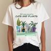 Cat Plant Lovely 90s Vintage Fashion Clothing Printed T-shirt Summer Lady Short Sleeve Harajuku Cartoon Graphic Elegant T Shirt Unisex