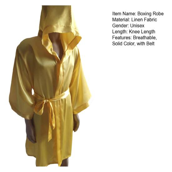 Взрослый боксерский халат с капюшоном, дышащий, однотонный, длиной до колена, мужской и женский боксерский костюм для косплея с поясом