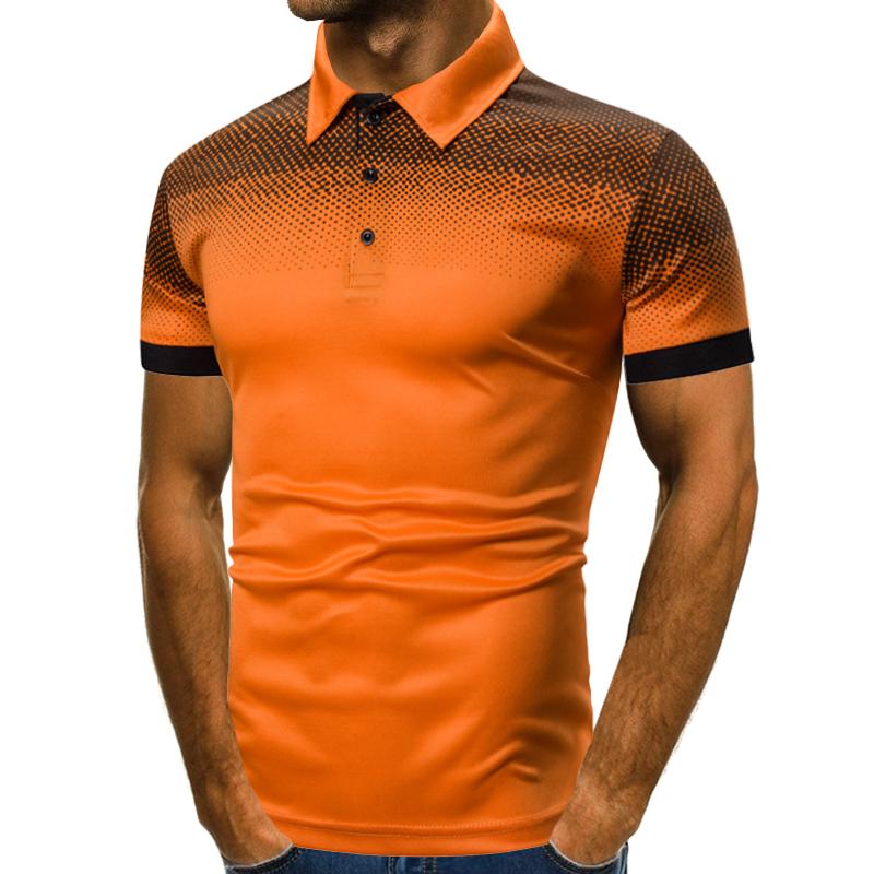 Летняя мужская новая деловая повседневная рубашка-поло из полиэстера с коротким рукавом, мужская облегающая спортивная футболка из джерси для гольфа.