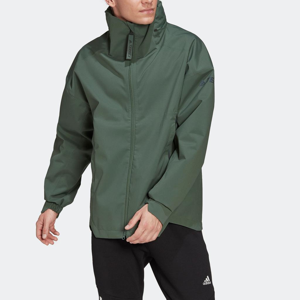 Adidas Terrex C Myshelter R.R. Solid Stripe Zip-Up Collar Jacket Men Jacket Green HG6028