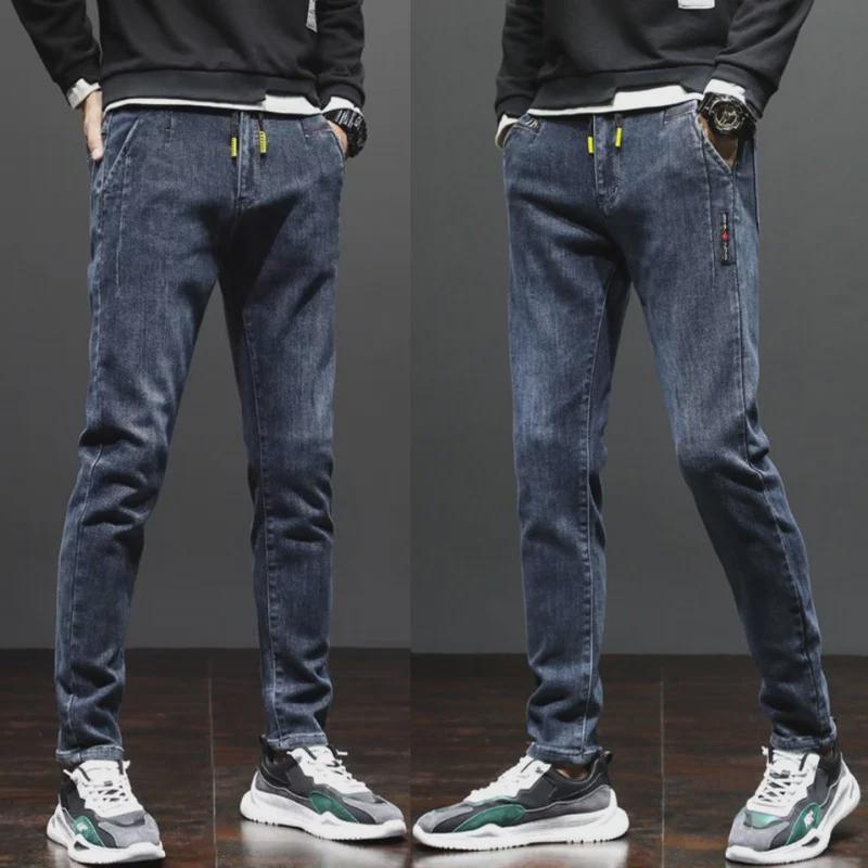 Мужские узкие джинсы Nine-Point с завязками на шнурке — модные и универсальные на весну и осень