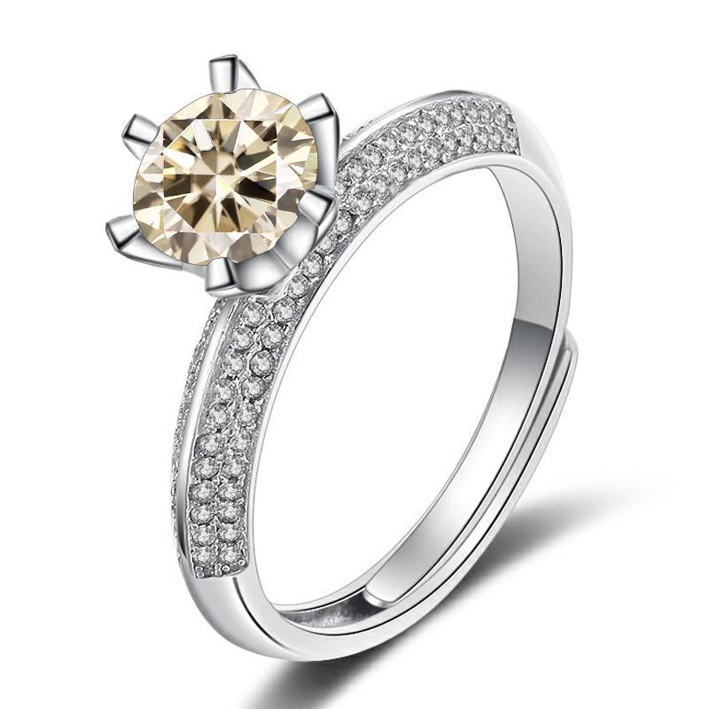 Bague Ringen Роскошное кольцо с бриллиантом из муассанита цвета D 1 карат, женское кольцо из стерлингового серебра S925, ювелирные украшения для свадьбы, регулируемый размер