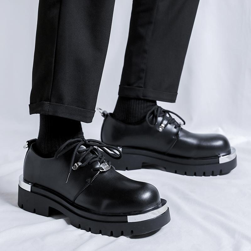 New Thick Soled Men's Leather Shoes Trendy and Versatile Designer Styles Outdoor Leisure Party Office Youth Shoes Plus Size -46