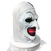 Horror clown mask for Halloween, scary masquerade mask with hat, white horror clown headgear