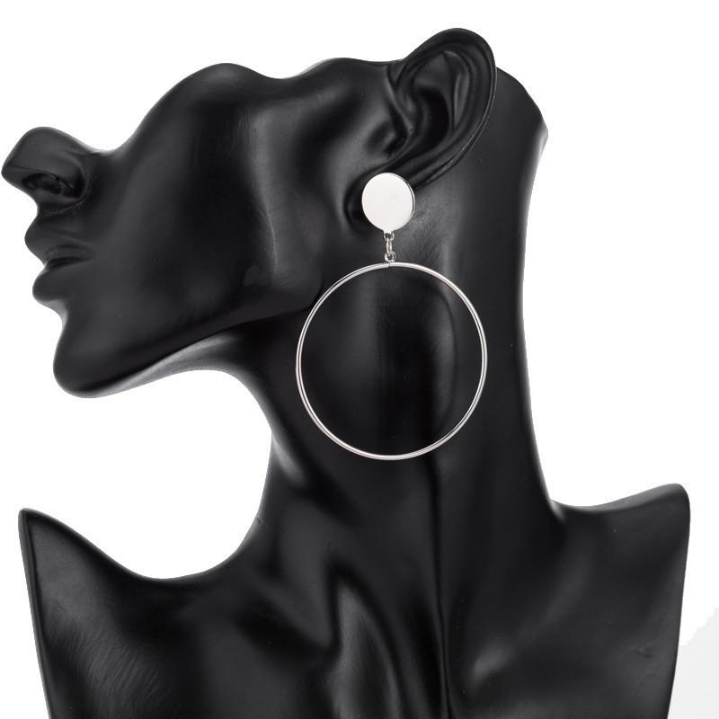 Alloy Stylish Womens Hoop Earrings Modern Geometric Shape Accessory Statement