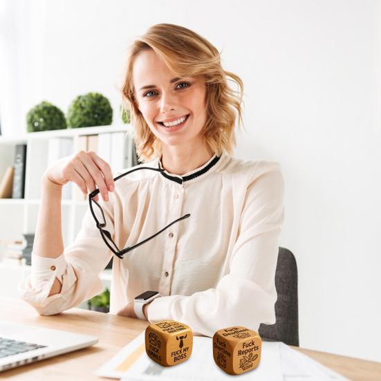 Bold And Funny Work Dice Wooden Office Stress Relief Dice Six Savage Sayings Cheeky Desk Accessory Gag Gifts for Coworkers