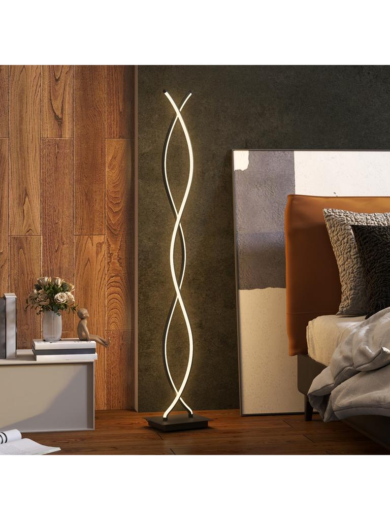 LED Floor Lamp Dimmable 144 cm Standing Lamp with Foot Switch Black