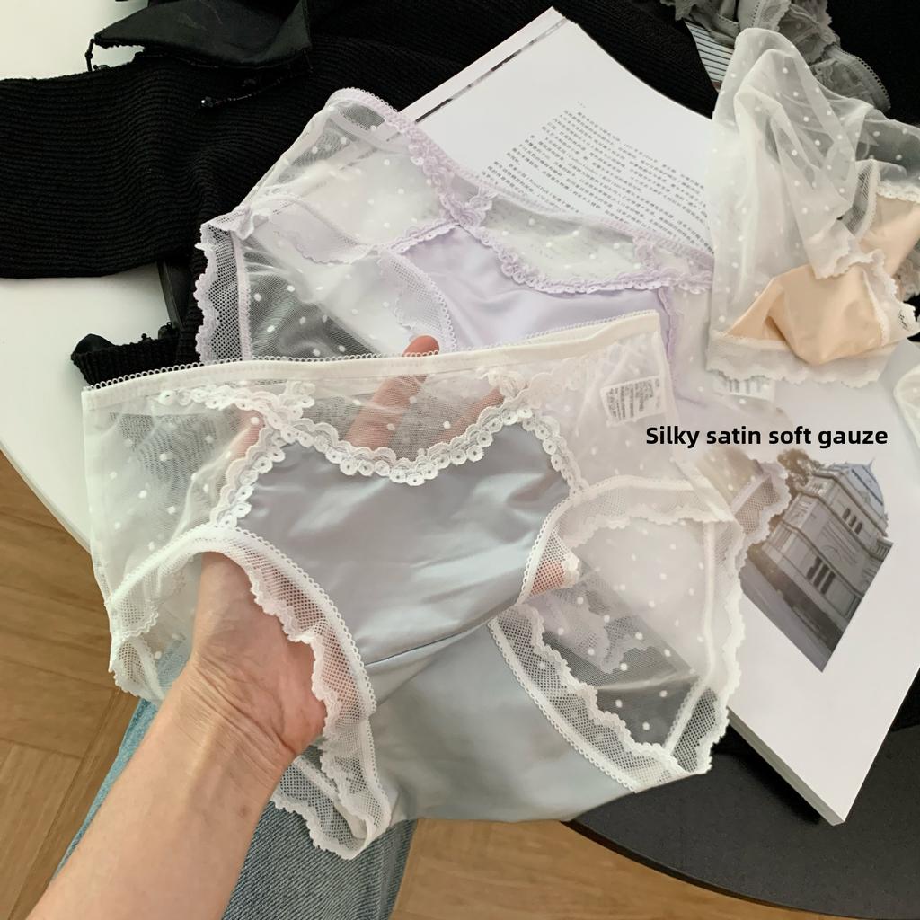 Women's Spring Summer Lace Mesh 10A Antibacterial Low Rise Panties