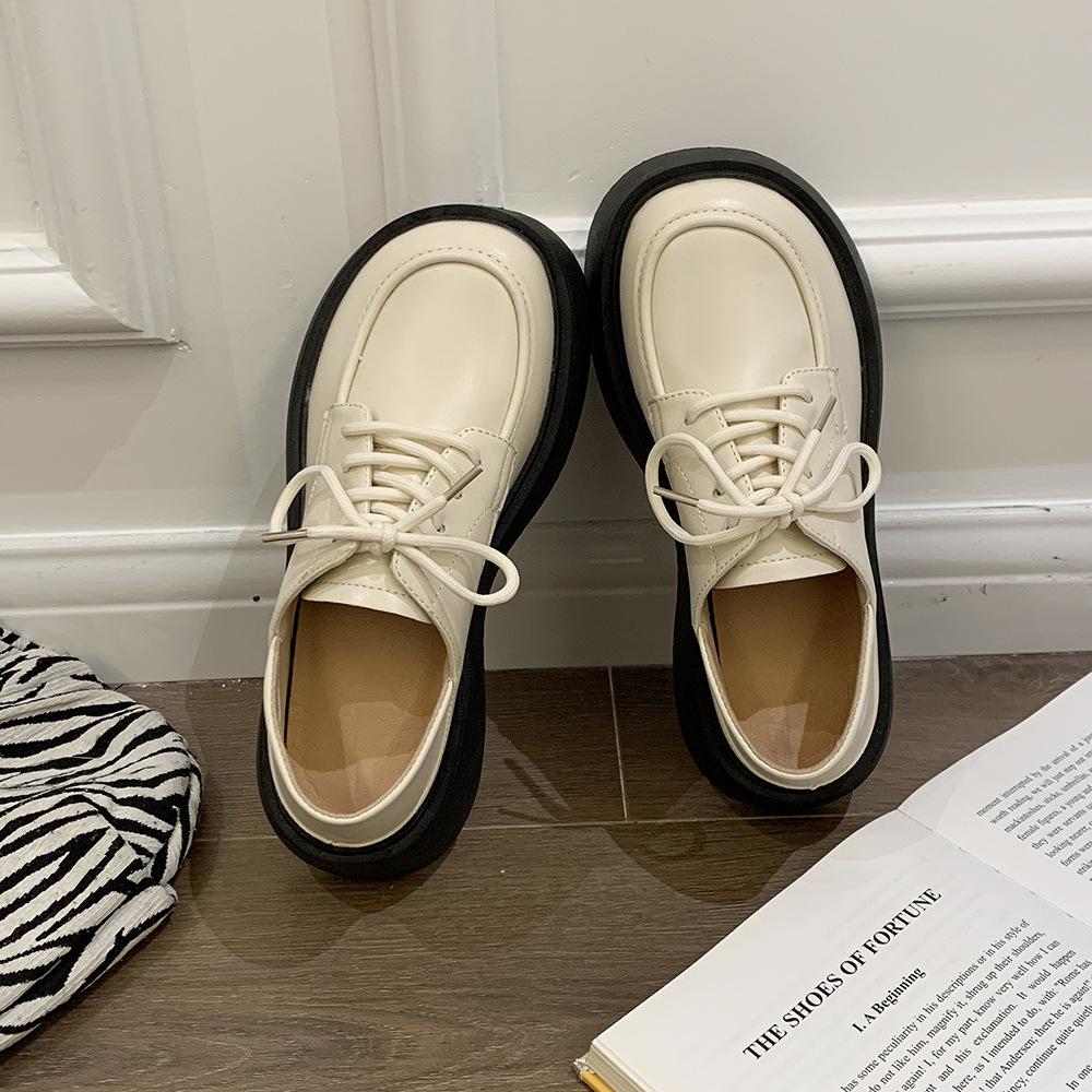 Маленькие кожаные туфли женские в британском стиле 2025 года, новые весенне-летние студенческие туфли с большой головой в стиле ретро, черные ремешки, толстая подошва, увеличивающая рост, туфли jk single