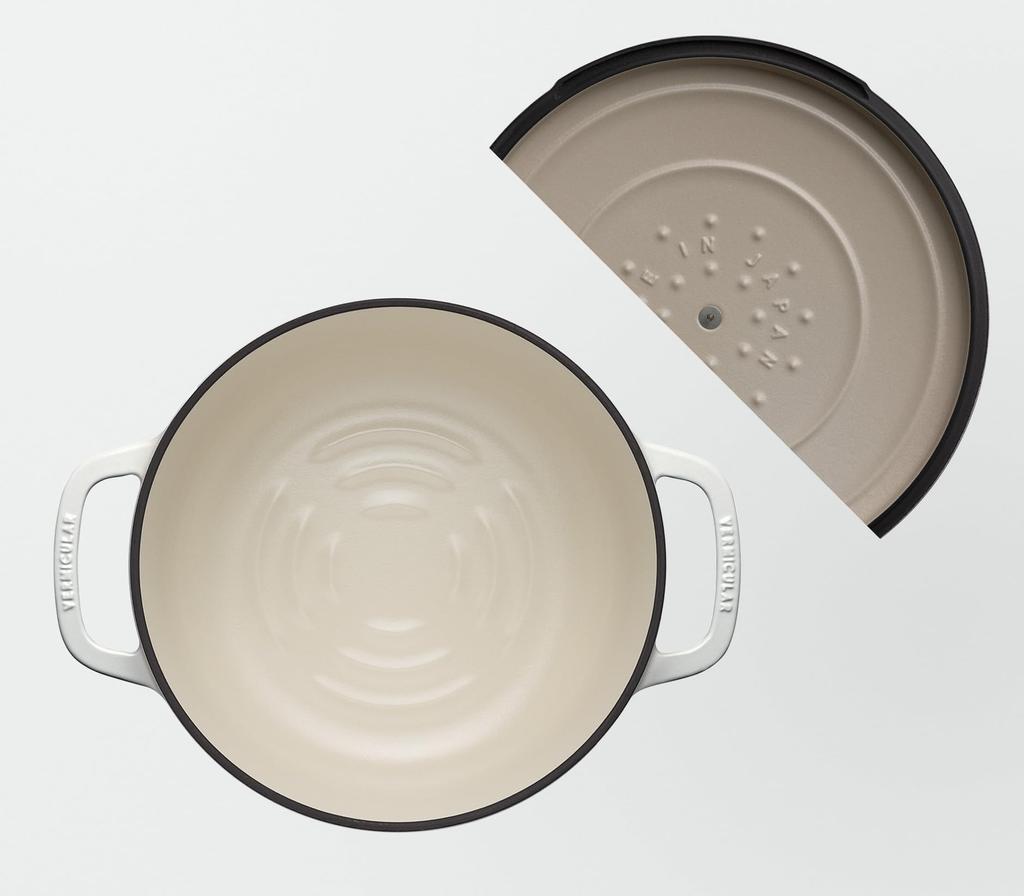 Vermicular Литая эмалированная кастрюля 22 см с морской солью, белая безводная, для приготовления пищи, безводная, для выпечки, специальная книга рецептов, в комплекте кастрюля для духовки с 2 отдельно стоящими крышками OP2R22S-WH