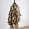 Imitation Cashmere Retro British Tassel Leopard Print Shawl Versatile Thermal Scarf Autumn And Winter Thickened Thermal Scarf