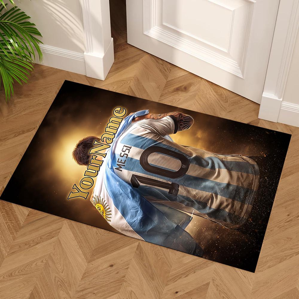 Messi Customize Text Carpet Perfect for Dormitory Outdoor Bedrooms Kitchen Antislip Carpet Decorate Offices Gift for Festivals