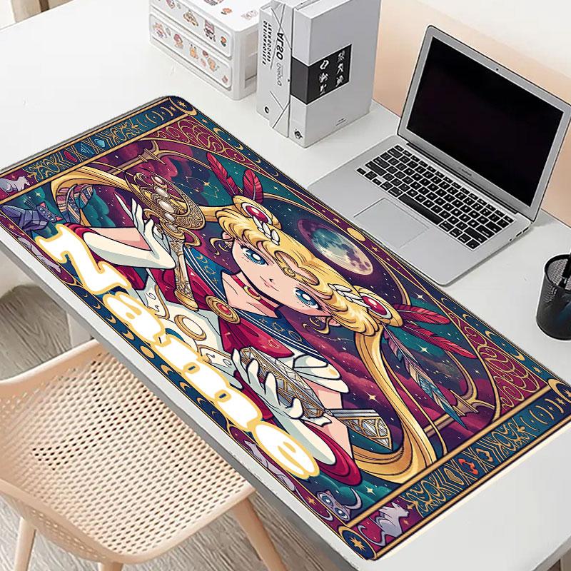 Custom Name Personalized Sailor Moon Pattern Mousepad, Laptop PC Desk Mat, Decorative Desk Mat for Home Keyboard Pad Gift