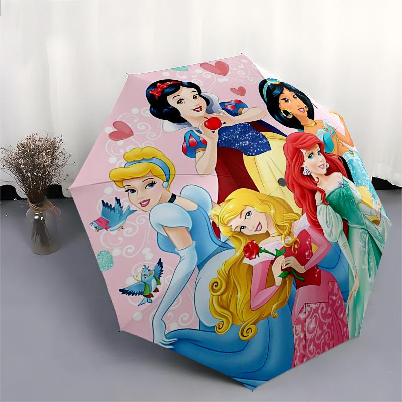 Princess Themed Travel Umbrella-8 Ribs Automatic Opening and Closing, Portable Folding Design, Compact and Stylish Umbrella