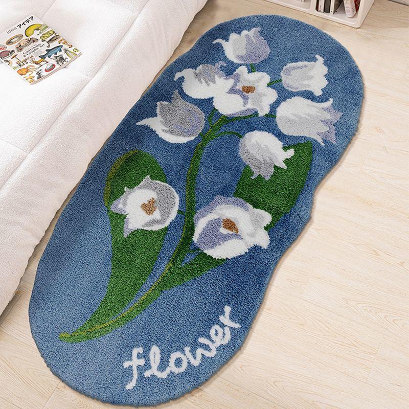 Ковер Прикроватный коврик Коврик для пола в спальне Коврик для ног в форме цветка ландыша Стиль напольного покрытия Длинная полоса Имитация кашемирового ковра