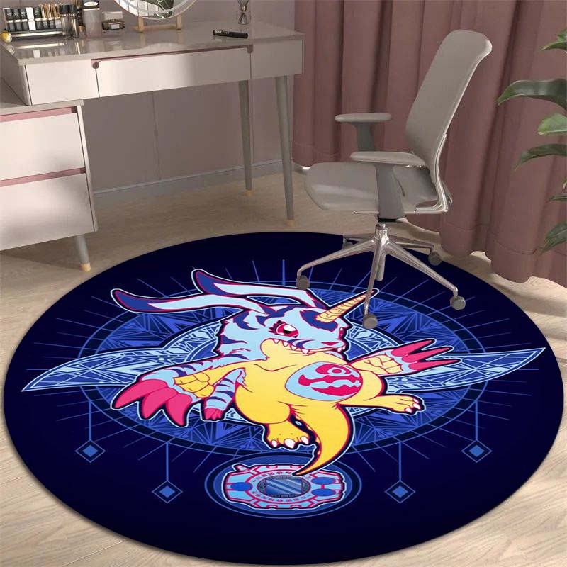 Cartoon Digimon round rug, suitable for decorating living rooms, bedrooms, sofas, and playrooms; non-slip rug for children.999