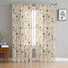 Retro Floral Wildflowers Sheer Curtains for Living Room Decoration Window Curtains for Kitchen Tulle Voile Organza Curtains