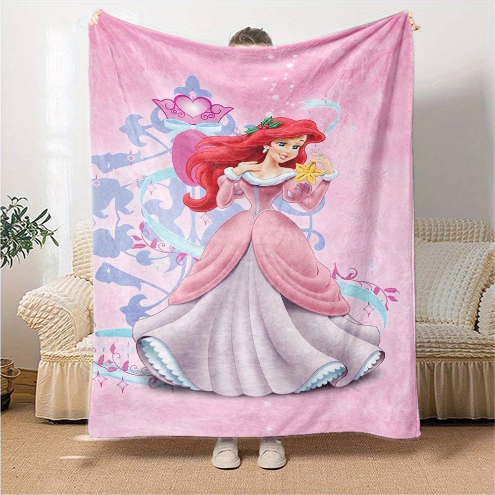Princess Ariel'S Pink Fantasy Flannel Blanket Super Soft Warm Cozy Blanket For Sofa Bed Office Travel Allseason Home Decor Gift