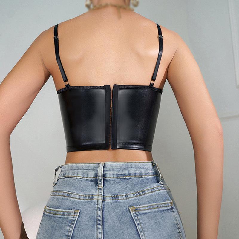 Сексуальный женский жилет Бюстгальтер с черным ремешком и v-образным вырезом Кружевные укороченные топы Майки Европа Америка Сексуальный кожаный ремешок Соблазнительный тонкий жилет
