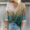 Женские повседневные свободные рубашки с кружевной отделкой и V-образным вырезом Топы с принтом Футболки Футболки