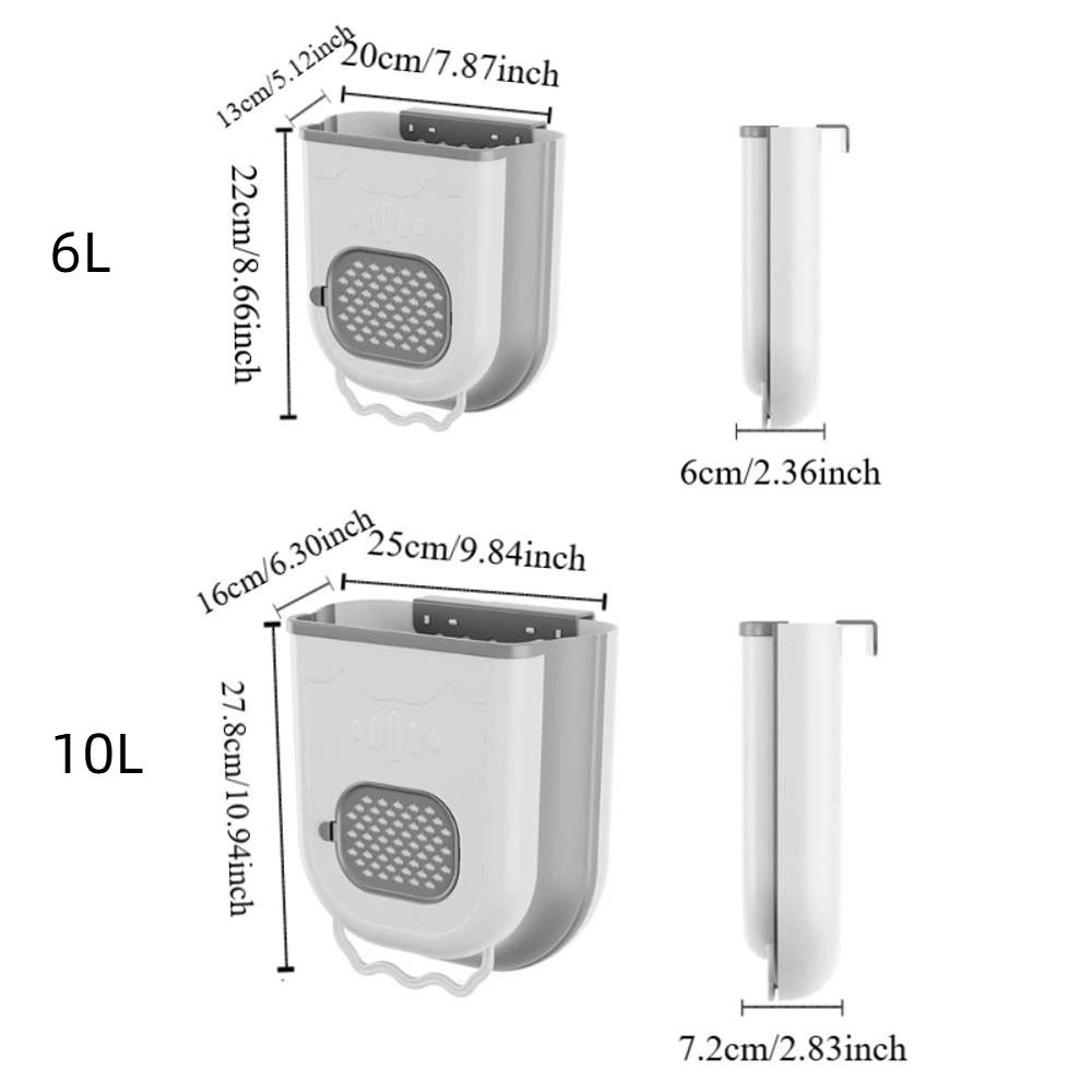 Space Saving Wall-Mounted Trash Bin Plastic Hands-Free Foldable Storage Bin Thickened Large Capacity No-Bending Trash Can