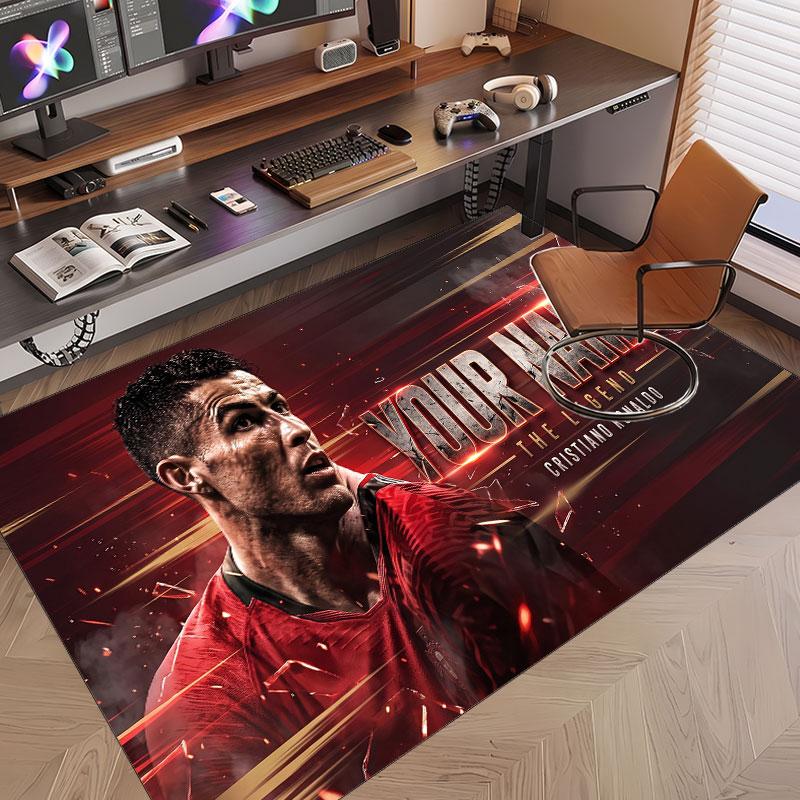 Custom Rug Cristiano Ronaldo Pattern Print Name Text Soft Non‑Slip Floor Carpet for Home Indoor Decoration