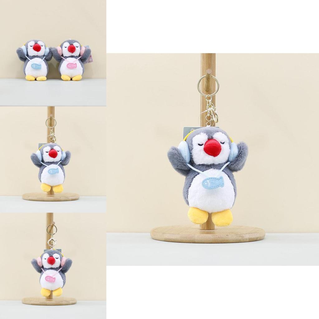 Adorable Plush Penguin Keychain Cute Cartoon Headphone Holder Fluffy Doll Accessory